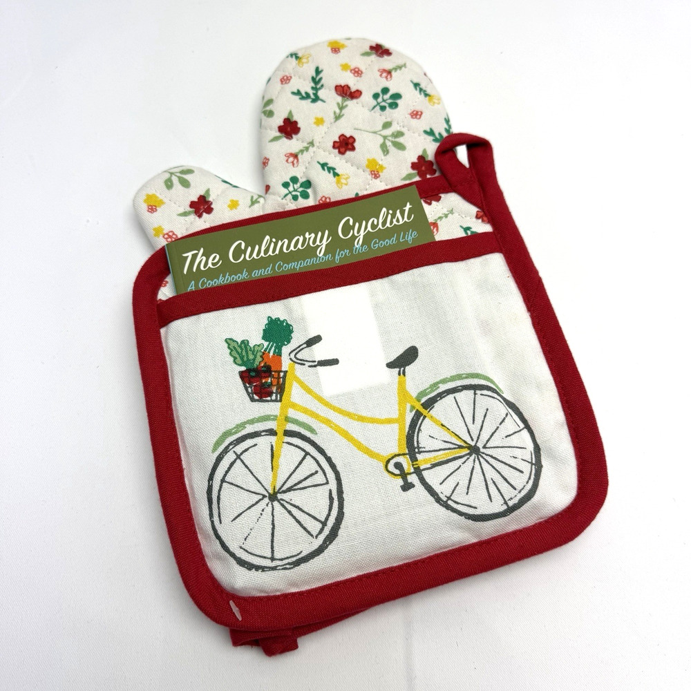 Sur La Table Floral Vine Large Oven Glove Set The Culinary Cyclist Book NEW